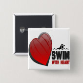 ハートの水泳 缶バッジ (正面&裏面)