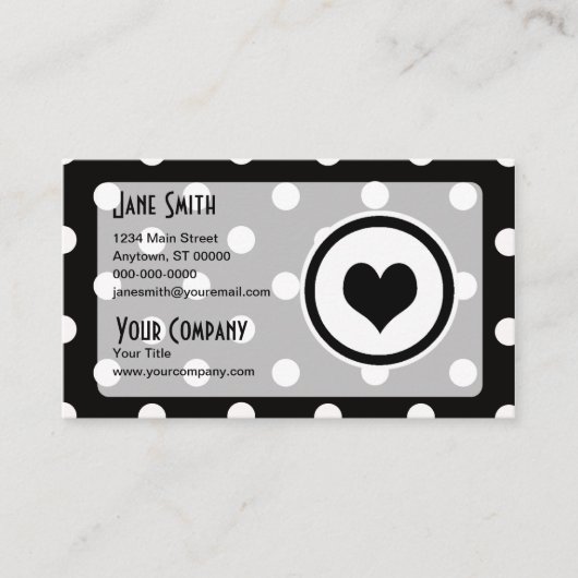 ハートの水玉模様 名刺 (正面)