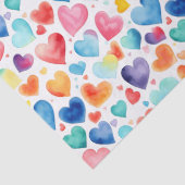 ハートの水色カラフルかわいい愛の甘いパターン 薄葉紙 (詳細)