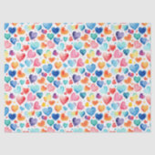 ハートの水色カラフルかわいい愛の甘いパターン 薄葉紙 (正面)