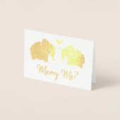 ハートの求婚の金ゴールド象の組 箔カード (正面)