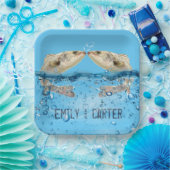 ハートの泡と水中の結婚魚 ペーパープレート (パーティー)