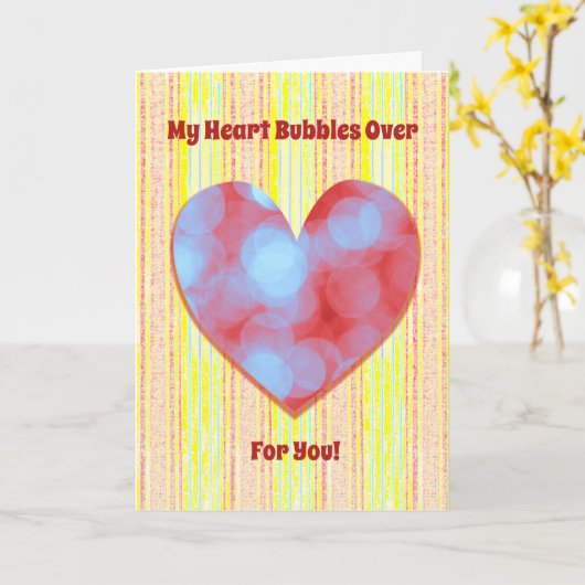 ハートの泡のためにあなたバレンタインデーを愛する カード (黄色い花)