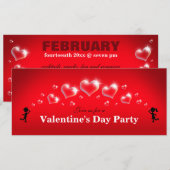 ハートの泡 - バレンタインデーパーティーの招待状 招待状 (正面/裏面)