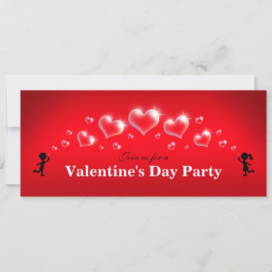 ハートの泡 - バレンタインデーパーティーの招待状 招待状 (正面)