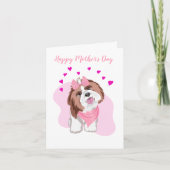 ハートの浮かぶシーズー犬の母の日カード カード (正面)