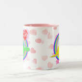 ハートの漫画の名前のマグを持つI愛恐竜を飾って下さい ツートーンマグカップ (中央)