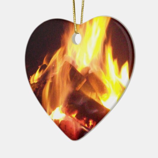 ハートの燃えるクリスマスのオーナメント セラミックオーナメント (左)