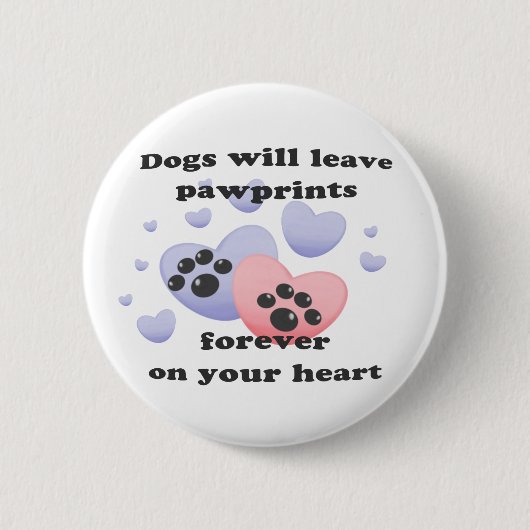 ハートの犬Pawprints 缶バッジ (正面)