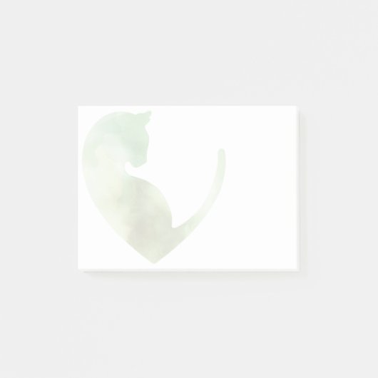ハートの猫 - 緑のポストイットメモ ポストイット (正面)