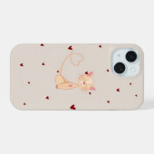 ハートの猫 iPhone 15ケース (裏面横)