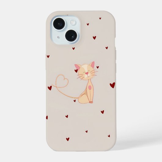 ハートの猫 iPhone 15ケース (裏面)