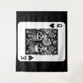 ハートの王と女王のドクロとバラ タペストリー (正面)