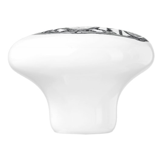 ハートの王冠のティアラのノブの銀製の女王 セラミックノブ (側面)