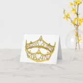 ハートの王冠のメッセージカードの女王 カード (黄色い花)