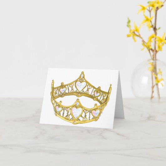 ハートの王冠のメッセージカードの女王 カード (黄色い花)