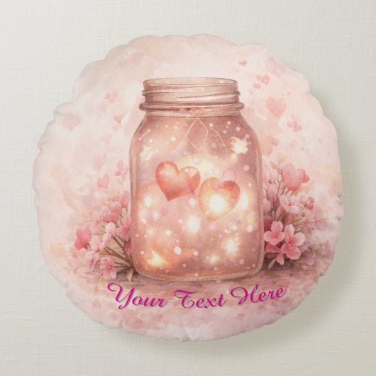 ハートの瓶 ラウンドクッション (正面)