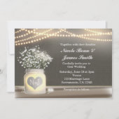 ハートの発光メイソンジャーとベイビーズブレスの招待状 招待状 (正面)