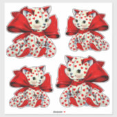 ハートの白い子猫 バレンタイン ヴィンテージ アート シール (シート)