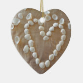 ハートの白い貝殻、夏のビーチ海愛 セラミックオーナメント (右)