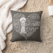 ハートの白文字を塗りつぶし/ダークブラウン クッション (ブランケット)