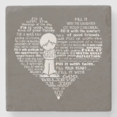 ハートの白文字を塗りつぶし/ダークブラウン ストーンコースター (正面)