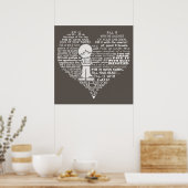 ハートの白文字を塗りつぶし/ダークブラウン ポスター (キッチン)