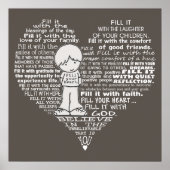 ハートの白文字を塗りつぶし/ダークブラウン ポスター (正面)