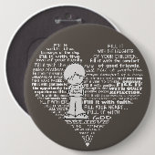 ハートの白文字を塗りつぶし/ダークブラウン 缶バッジ (正面&裏面)