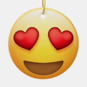 ハートの目およびキスのEmojiのオーナメント セラミックオーナメント (正面)