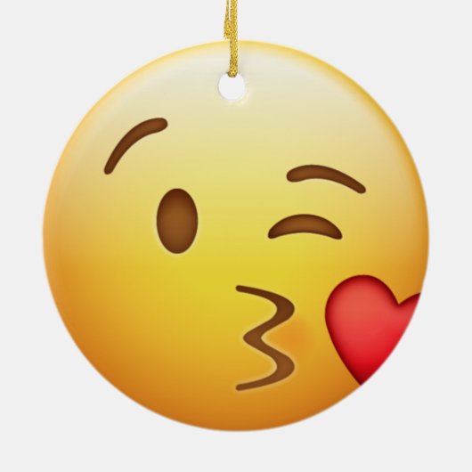 ハートの目およびキスのEmojiのオーナメント セラミックオーナメント (裏面)