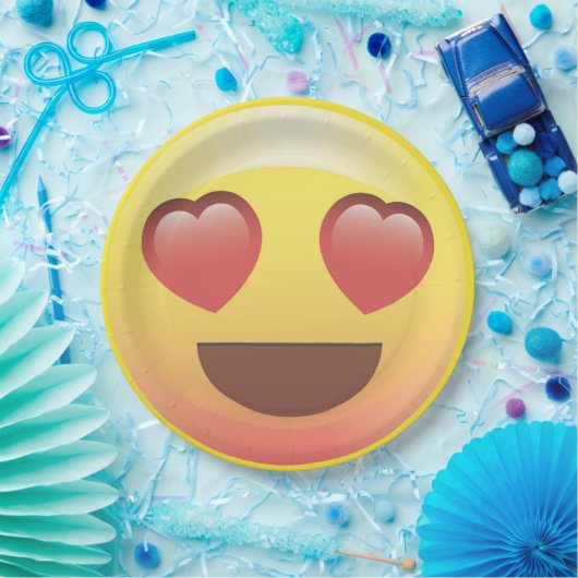 ハートの目のEmojiの誕生会の紙皿 ペーパープレート (パーティー)