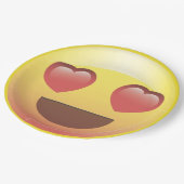 ハートの目のEmojiの誕生会の紙皿 ペーパープレート (アングル)
