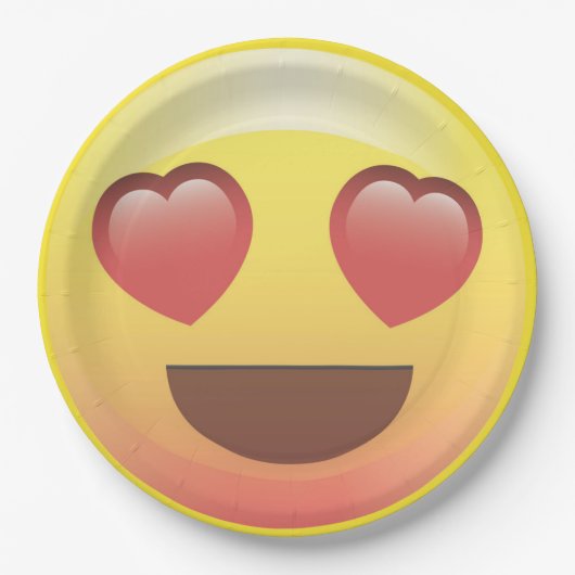 ハートの目のEmojiの誕生会の紙皿 ペーパープレート (正面)