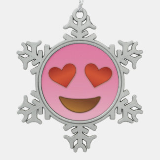ハートの目のemoji スノーフレークピューターオーナメント