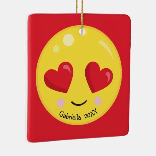 ハートの目愛Emojiのパーソナライズで大きいオーナメント セラミックオーナメント (右)