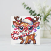 ハートの眼鏡をかけた遊び心のあるトナカイ シーズンカード (スタンド正面)