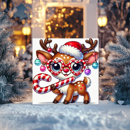 ハートの眼鏡をかけた遊び心のあるトナカイ シーズンカード