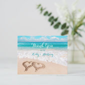 ハートの砂のビーチの感謝カード サンキューカード (スタンド正面)