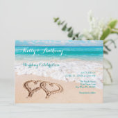 ハートの砂のビーチウェディング 招待状 (スタンド正面)