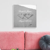 ハートの砂のビーチ写真キャンバス印刷 キャンバスプリント (インサイチュ (リビング))