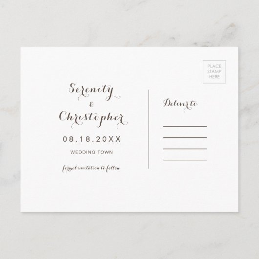 ハートの砂のビーチ日付を保存 案内ポストカード (裏面)