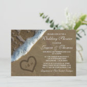 ハートの砂のビーチ結婚式シャワー招待状 招待状 (スタンド正面)