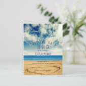 ハートの砂の宛先ビーチ日付の保存 案内ポストカード (スタンド正面)