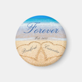 ハートの砂の海岸の思い出のカップル名 マグネット