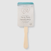 ハートの砂ビーチ結婚式プログラム ハンドファン (正面)