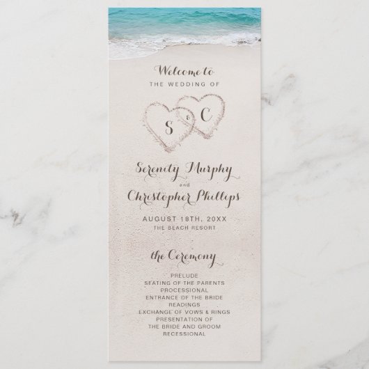 ハートの砂ビーチ結婚式プログラム プログラム (正面)