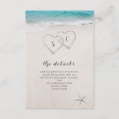 ハートの砂地ビーチ結婚式 エンクロージャーカード (正面)