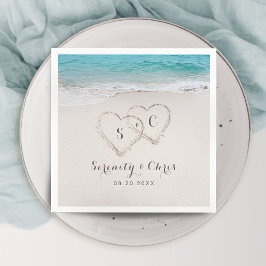 ハートの砂地ビーチ結婚式 スタンダードカクテルナプキン