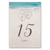 ハートの砂地ビーチ結婚式 テーブルナンバー (裏面)